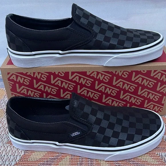 Vans WMNS Classic Slip-On (Checkerboard)Black/BlackVN000EYE276Sneakers